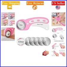 Pink 45mm Rotary Cutter Kit with 5 Extra Blades for Fabric & Crafting