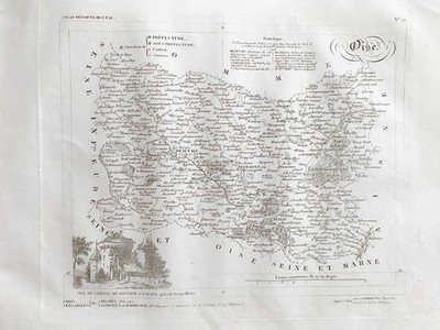 Karte Atlas Michel Fils Aine 1850 ''Departement De L'Oise''