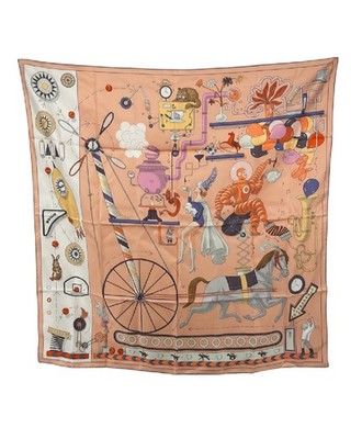 HERMES Carre 90 Tea For Two 100% Silk Scarf 90cm New With Tags  Rose Poudre