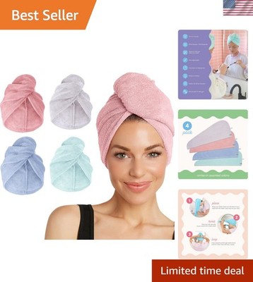 4-Pack Luxurious Microfiber Hair Towels - Quick Drying & Anti-Frizz Solution