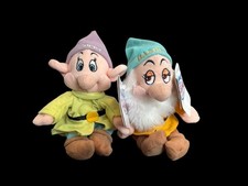 Seven Dwarfs Bashful  Sleepy Disney Store Plush Lot of 2 Mini Bean Bag