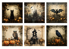 Gothic Halloween Card Toppers Card Making Journal Paper Craft Scrapbook Set Of 6