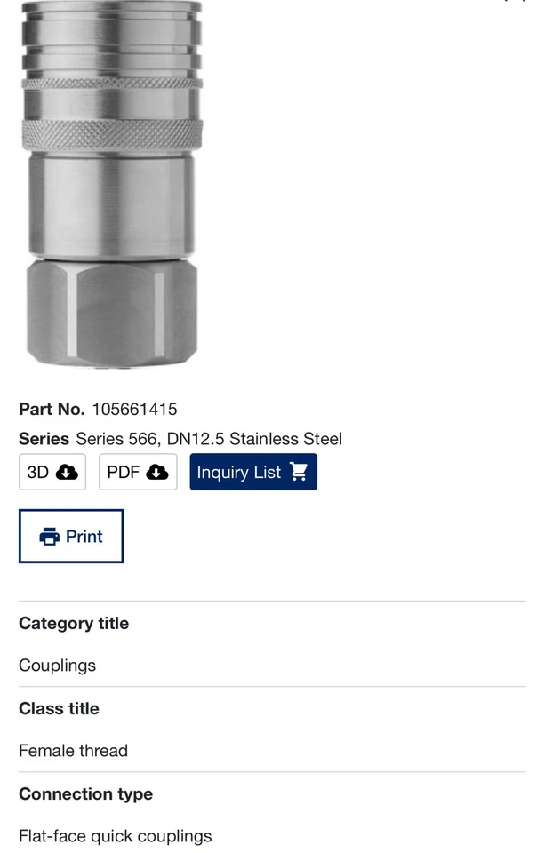 (Set) SS 16028 FF 10-566-1415 - 1/2” NPT SS 10-566-6415 Nipple 1/2” NPT Viton - Image 2 of 4