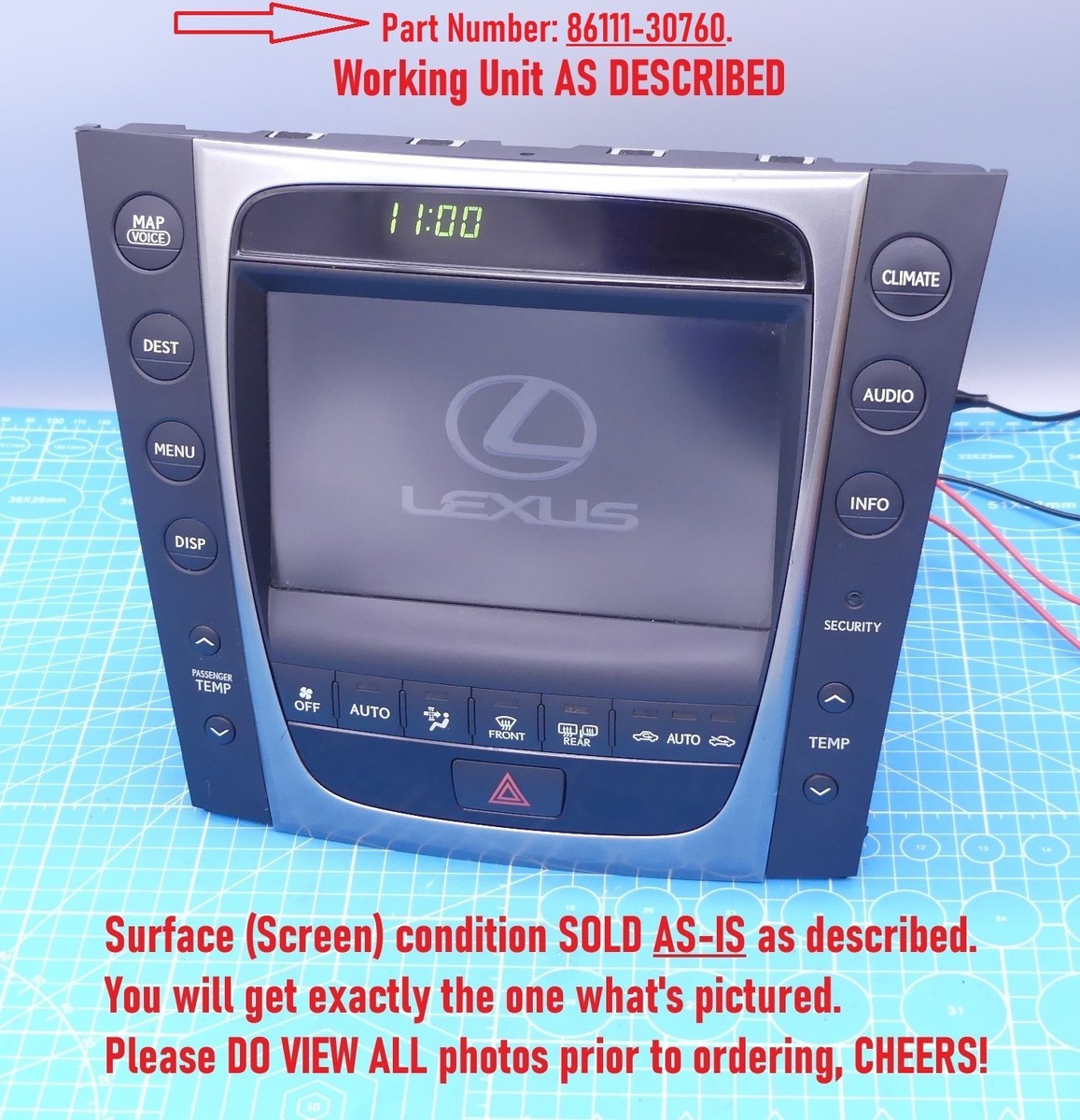2008 Lexus GS300 GS450h Head Unit Display Screen S190 Series