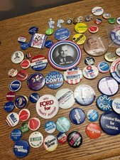 Vintage Political Button Lot Mixed Campaign Pins, Lot of 50