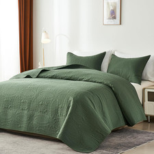 King Quilt Bedding Set,Olive Green Ultrasonic King/Cal King Quilt Set,Lightweigh