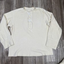 Vintage Mens Military Issued Thermal Henley Top Size M Cotton Wool Blend