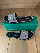 New Lauren Lorraine Women  s 8 Black Bianca Rhinestone Slide Sandals NEW IN BOX