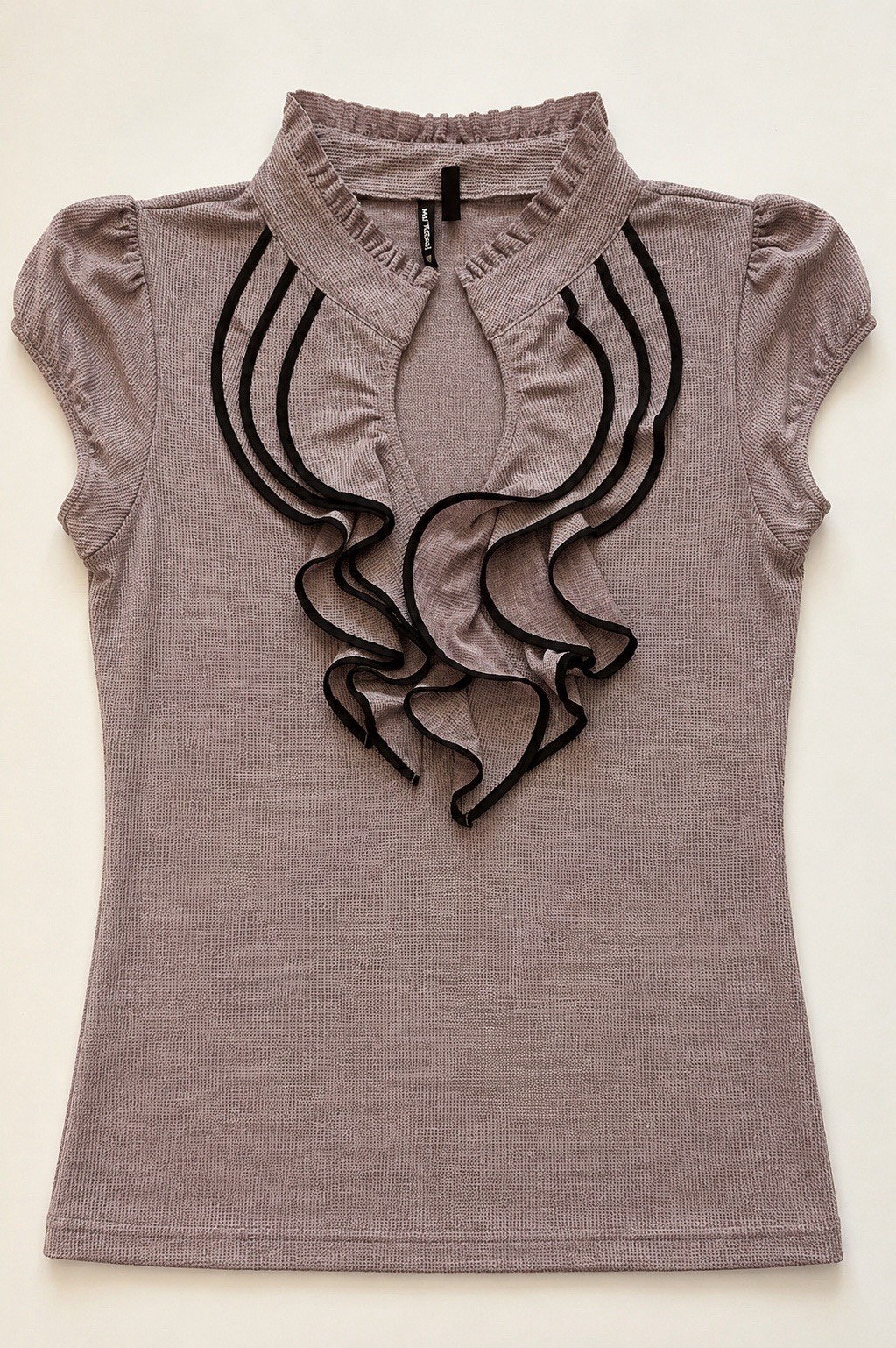 HeartSoul Women's Gray Mock Neck Ruffle Knit Top Stretch Slim Fit Size L