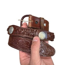 Vintage Western Tooled Leather Belt 40 Concho Cowboy Rodeo Cintos Fabril Mexico