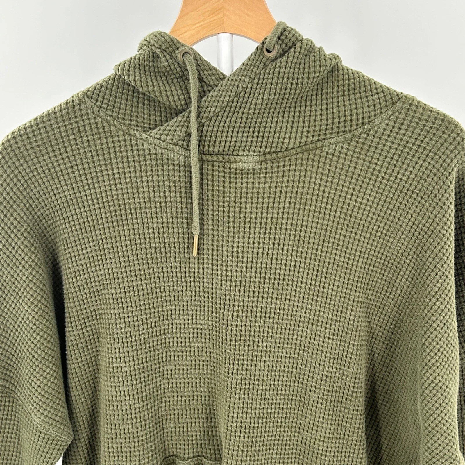 Carhartt Relaxed Fit Waffle Knit Hoodie XL Olive Green Thermal Pullover 104967