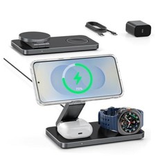 3-in-1 Charging Station for Samsung, Magnetic Fast Wireless 15.0 Watts Black