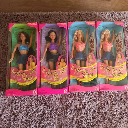 Barbie Butterfly Art Barbie, Teresa, and Kira; Mattel Vintage 1998 Lot of 4