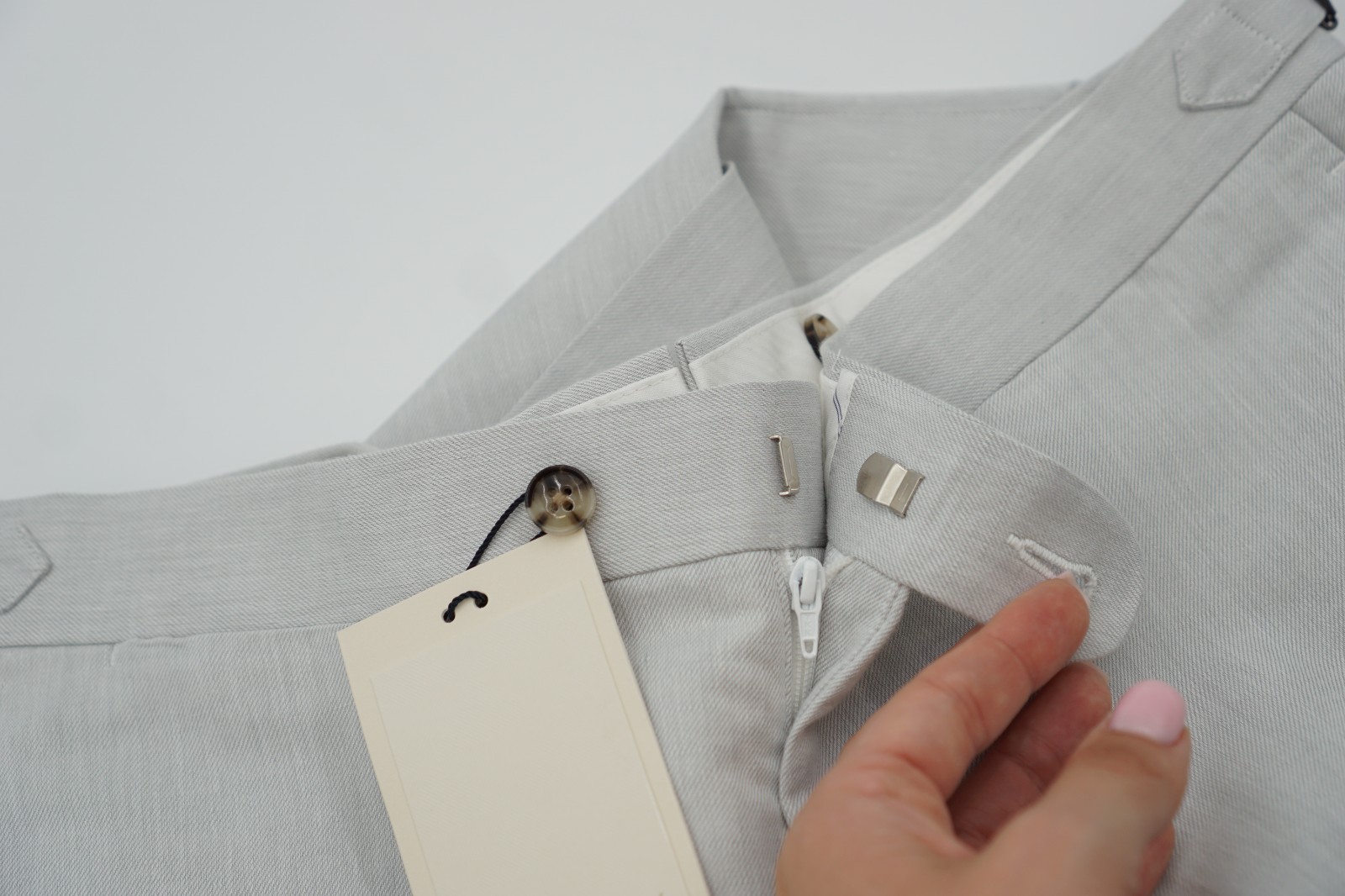 Men Suitsupply Pants Cotton & Linen Light Grey Brescia Size 98 EU50L UK/US40L image 3