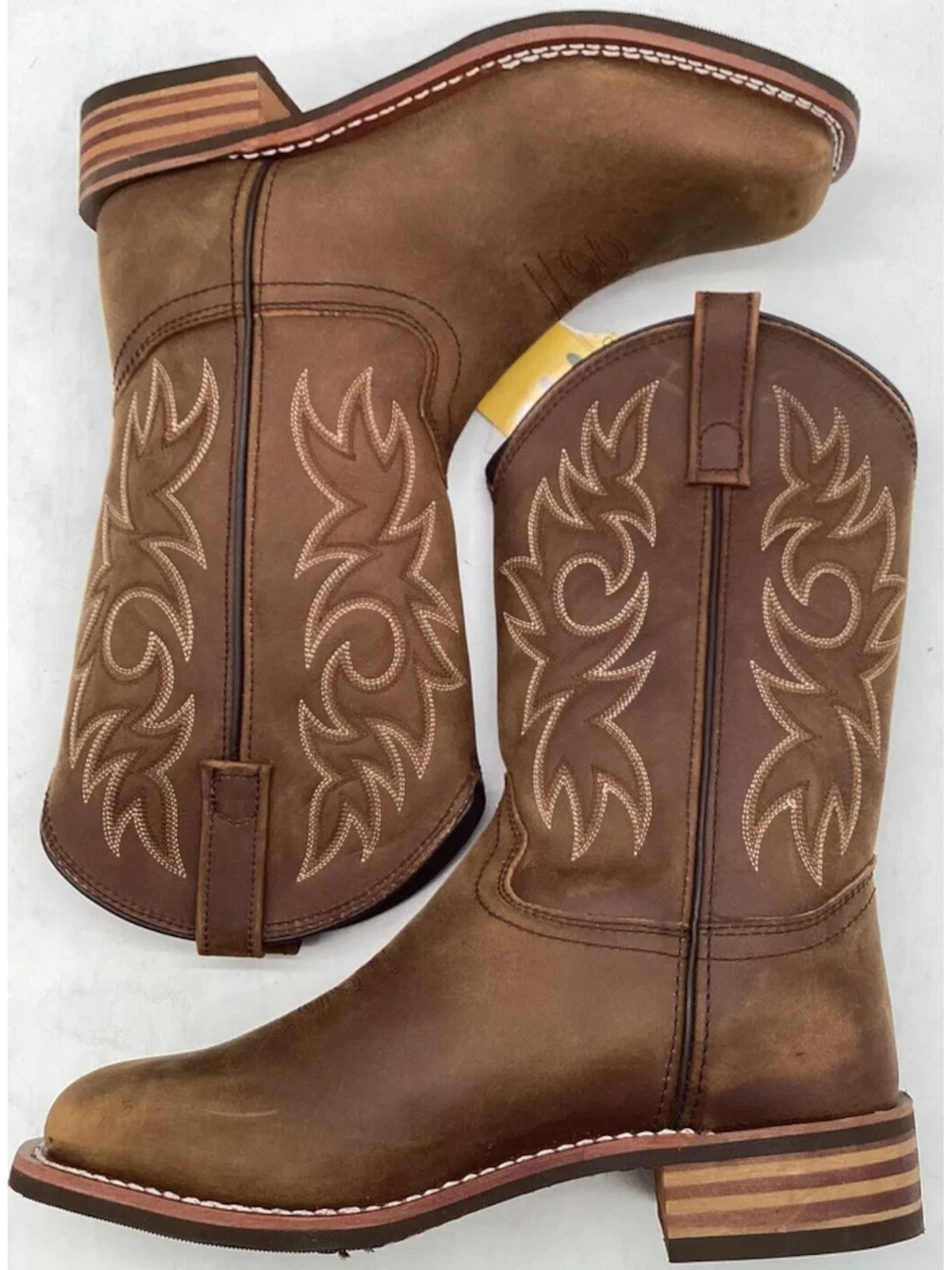 Женские коричневые ботинки в западном стиле ADTEC Womens Western с двойными язычками из кожи Western Boot 11,5 Вт