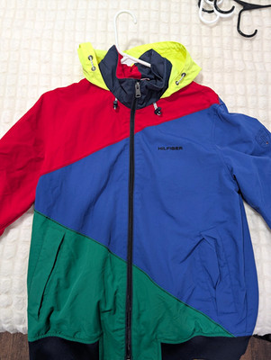 Tommy Hilfiger Men's Hooded Colorblock Full Zip Windbreaker Jacket Size S