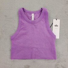    Alo Yoga   Seamless Delight High Neck Bra Bright Orchid Ribbed   Women  s Sz L