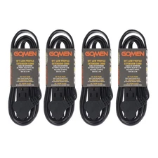 4-Pack Indoor Extension Cord 9 Feet 3-Outlets AWG 16/3 Angled Flat Plug