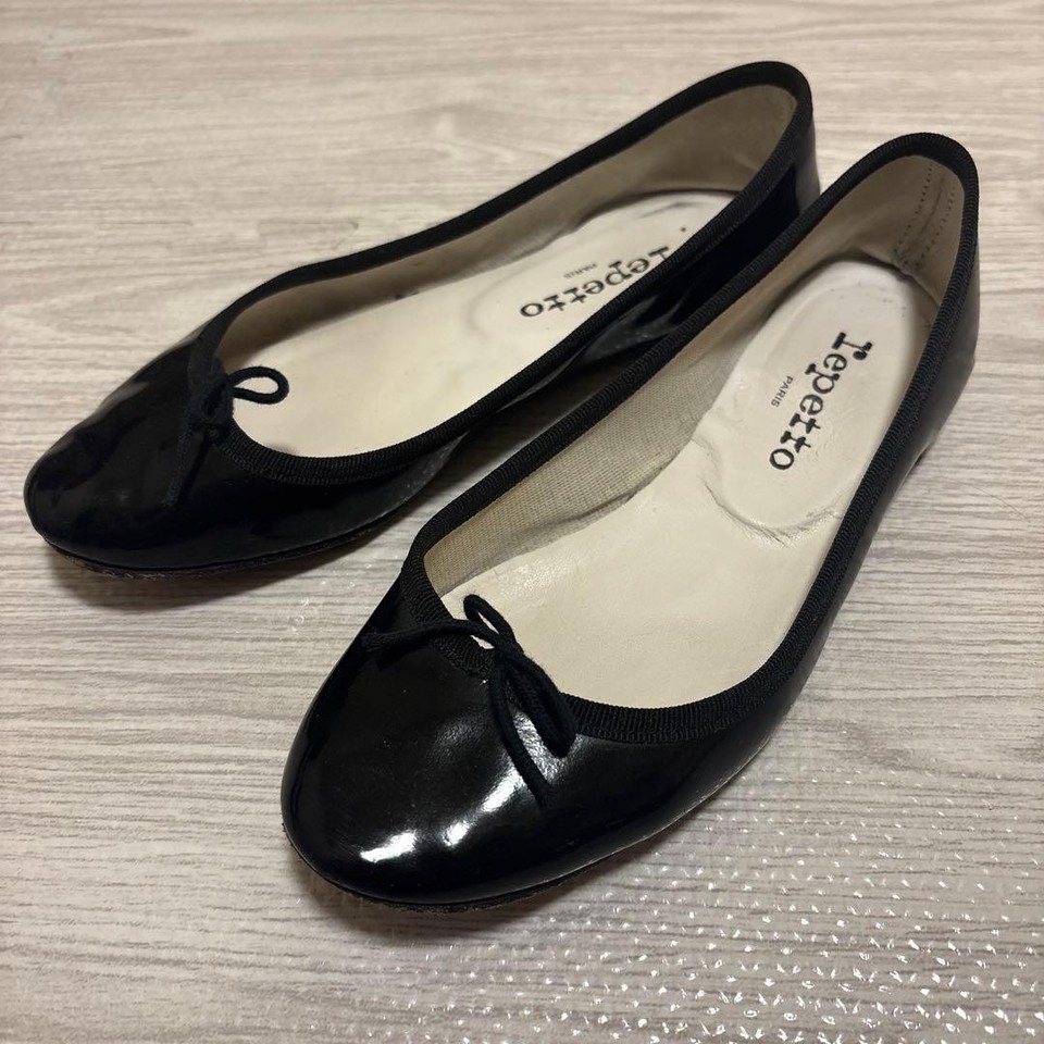 Repetto Cendrillon Ballet Flats Black Patent Leather EU 37 Bow Women's Shoes