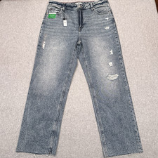 NEW Tommy Hilfiger Classic Straight High Waist Jeans Women's 16 Distressed Denim