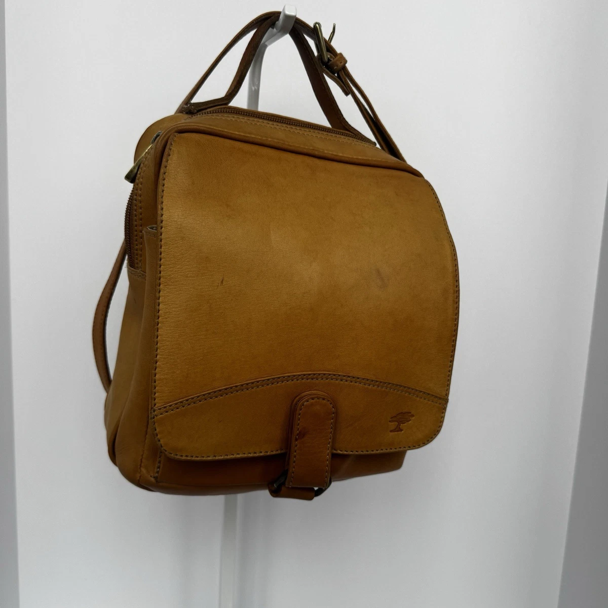 Ellington Brown Leather Sling Backpack Crossbody Bag Tear Drop Braided Trim Vintage Ellington Portland Leather Sling One | Mercari main image 2