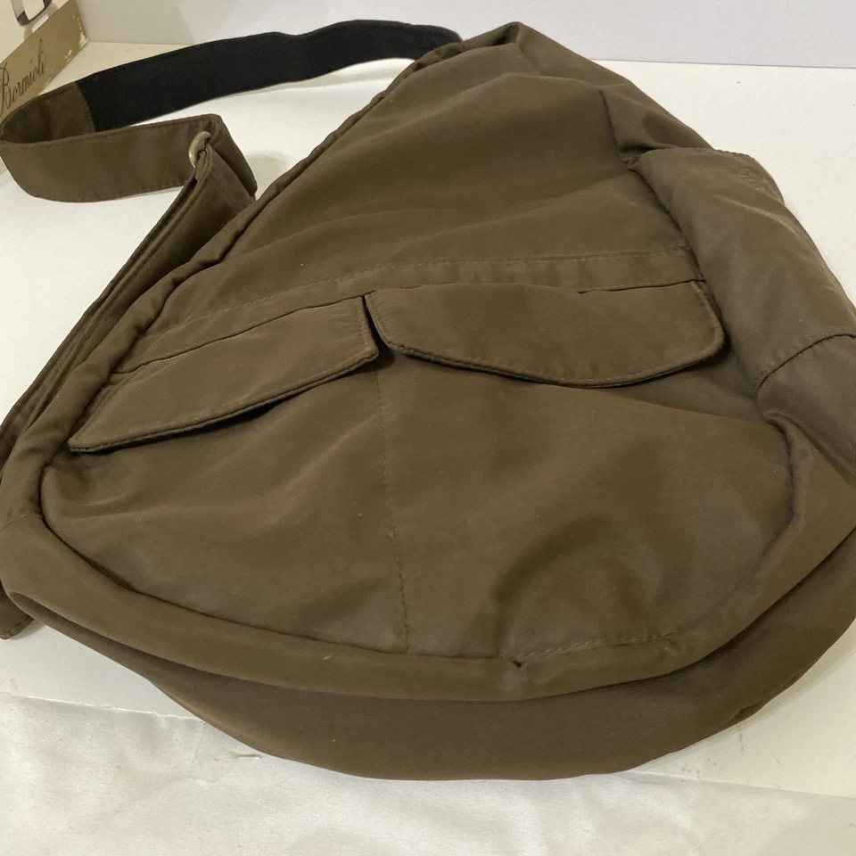AmeriBag Clásico Saludable Bolso Mochila Bolso de Mano Nylon Caqui Marrón Bolso Bandolera Foto 2 de 3