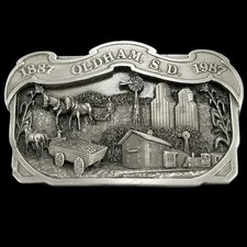 Oldham SD 1887 1987 Centennial Commemorative Belt Buckle Pewter Limited Edition