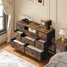 Sideboard Kommode 8 Schubladen Beistellschrank Nachttisch mit LED-Fernbedienung