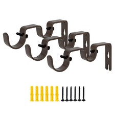 3 PCS Brown Double Curtain Rod Bracket Heavy Duty 1 5/8 Inch Holders Wall