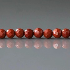 4mm Red Jasper Beads Faceted Round Natural Gemstone 15" Strand DIY Jewelry