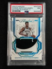 GIANNIS ANTETOKOUNMPO PSA 9 2022 FLAWLESS GU SPONSOR LOGO PATCH PLATINUM 1/1