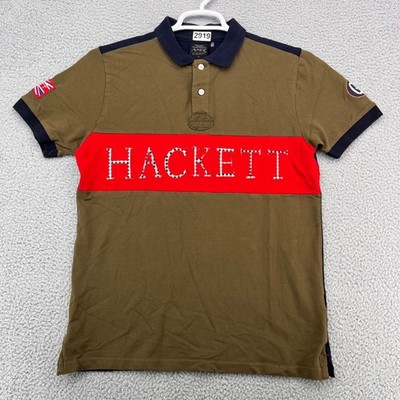 Hackett London Aston Martin Racing AMR Polo Shirt Mens Medium Green Red Navy