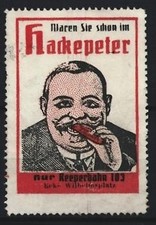 Advertising stamp Hamburg, restaurant Hackepeter on the Reeperbahn 