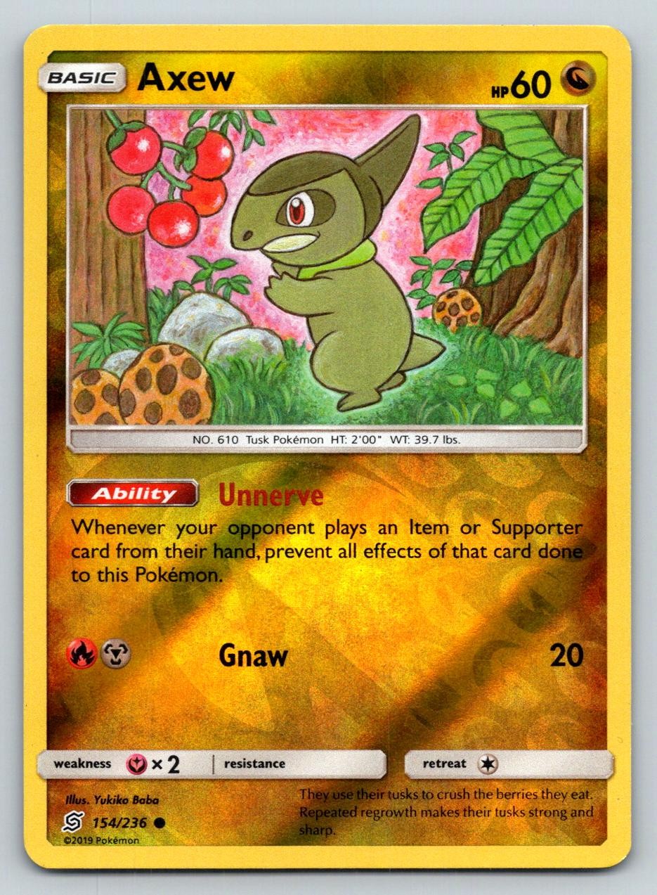 AXEW 154/236 C UNIFIED MINDS POKEMON REVERSE HOLO MP BABA