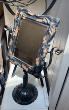 VINTAGE ORNATE METAL SWIVEL DRESSING MIRROR BLACK MIX GOOD SIZE