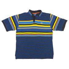 Vintage Y2K MECCA USA Striped Casual Knit Embroidery Multicolor Polo Shirt L/XL