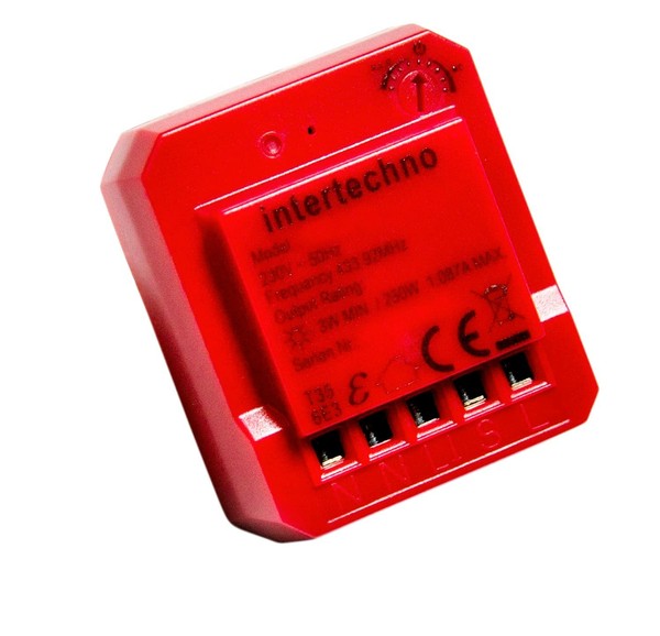 Intertechno Funk-Mini Einbaudimmer ITD-250 Rot FüR Bestehende Licht Schalter-image