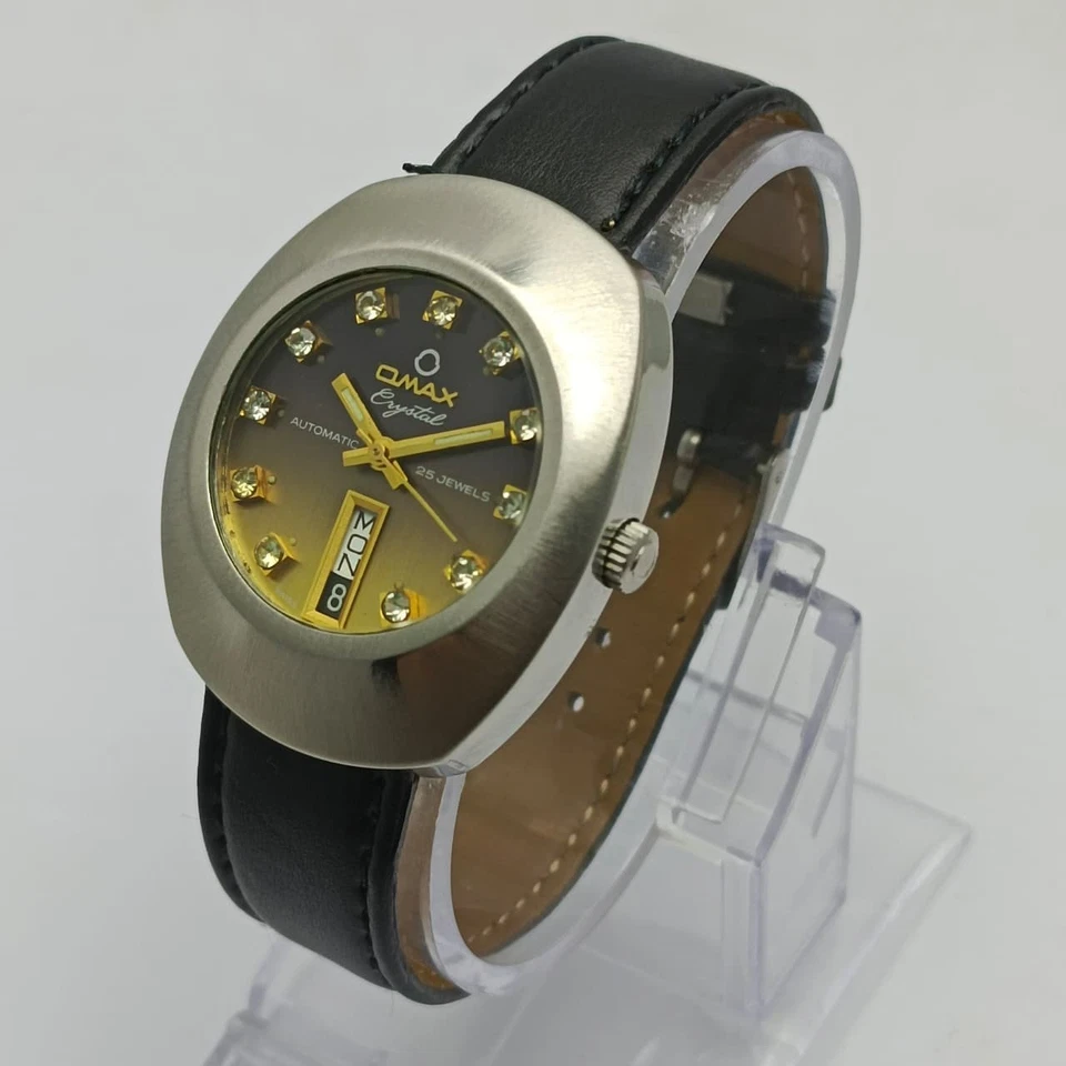 Omax 水晶自动表 35202 天/日期复古男士腕表 — 第 4/4 张图片