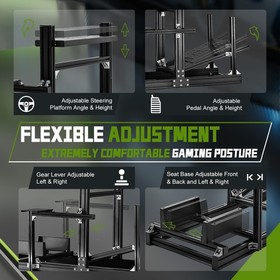 Hottoby 4080 Aluminum Racing Sim Cockpit With Triple Monitor Stand&Seat Fit G920