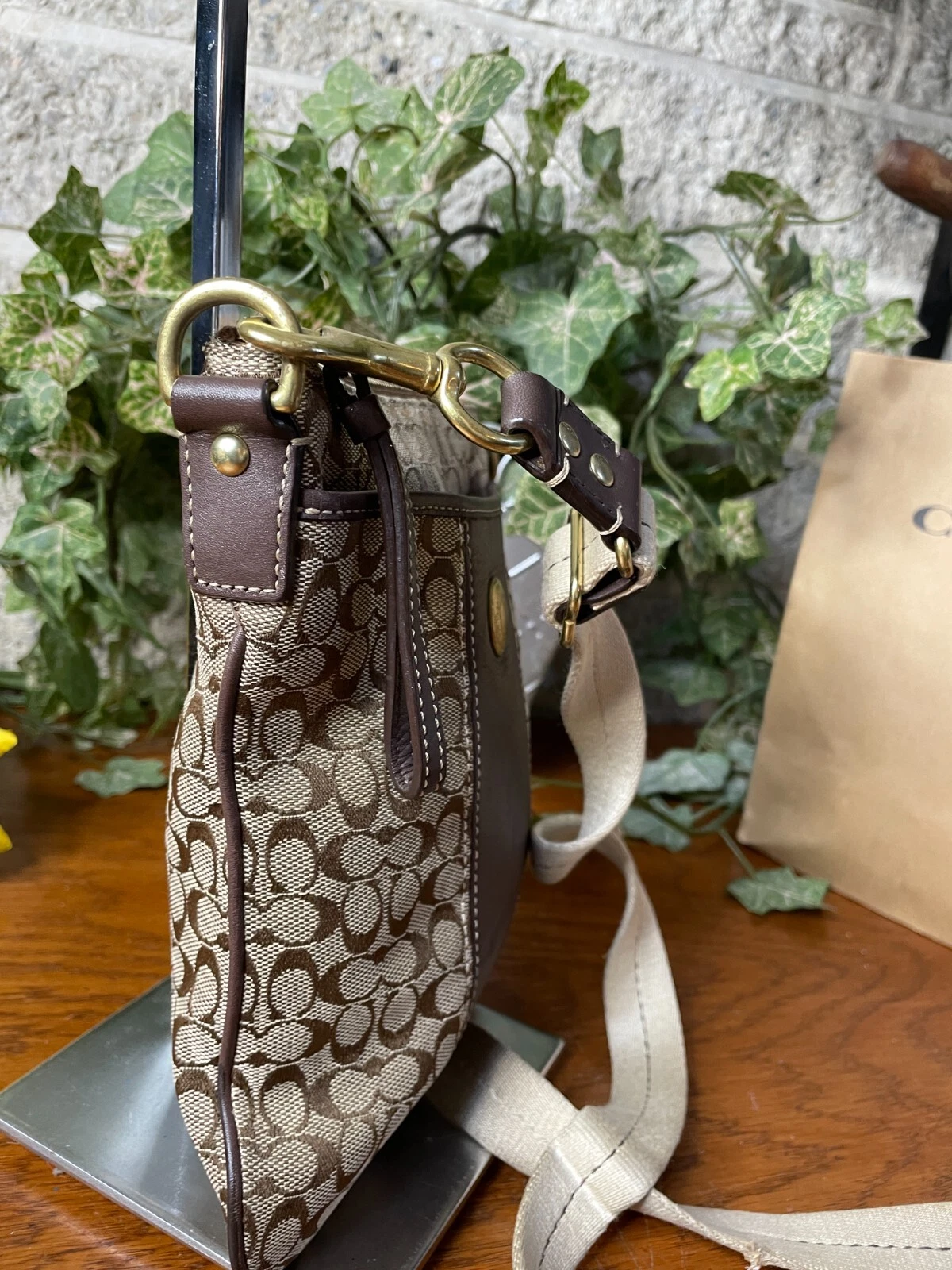 BORSA A TRACOLLA COACH SIGNATURE STRIPE SWINGPACK KAKI BORSA A TRACOLLA BORSETTA