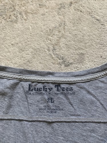 lucky tees long sleep round neck line womens sz XL - Picture 4 of 12