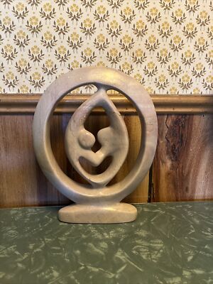 Natural Soapstone LOVERS EMBRACE Sculpture Figure 8  Art Stone Statue