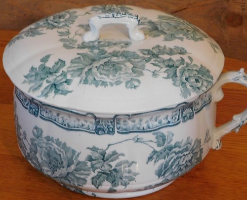 Antique Dudson Wilcox & Till Hanley England Fashoda Teal Floral Chamber Pot/Lid