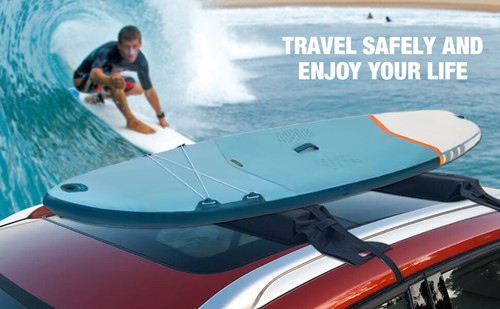 Roof Rack Crossbar Soft Pads With Tie Down Straps for Kayak Surfboard Canoe SUP - Picture 10 of 13