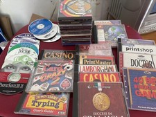 LOT OF 34 VINTAGE PC CD-ROM GAMES SIERRA MICROSOFT SOFTWARE CASINO EDUCATIONAL 