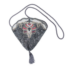 Elegant Hand Beaded Formal Dressy Vintage Small Evening Bag with Tassel