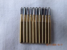 x10 miniature Tungsten carbide burs Tialn 1.25mm fissure cross 1/16 shanks new
