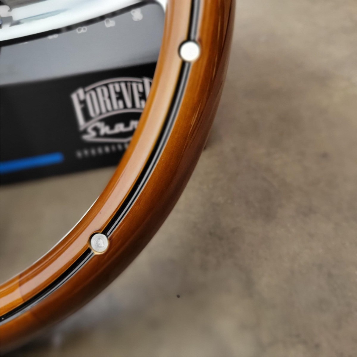 Forever Sharp 14 Inch Billet Steering Wheel – Mahogany Half Wrap Polished Aluminum - View #2