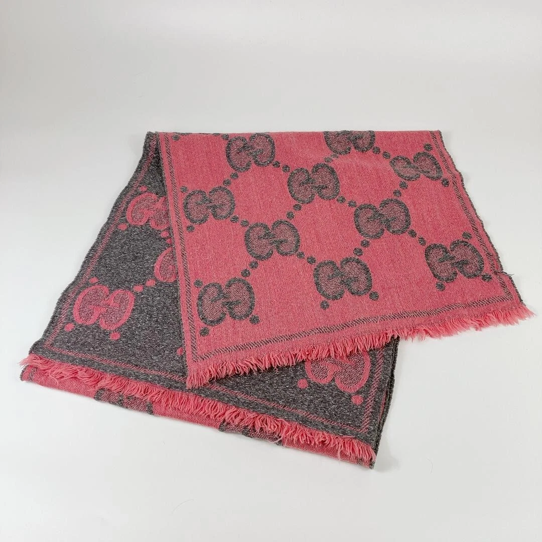 GUCCI Foulard Authentique Tissu Mode Laine Lamé Jacquard Scarf 45cm ×195cm