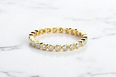 14K Massiv Gold Diamant Zargenfassung Ewigkeit Ehering Diamant Ehering